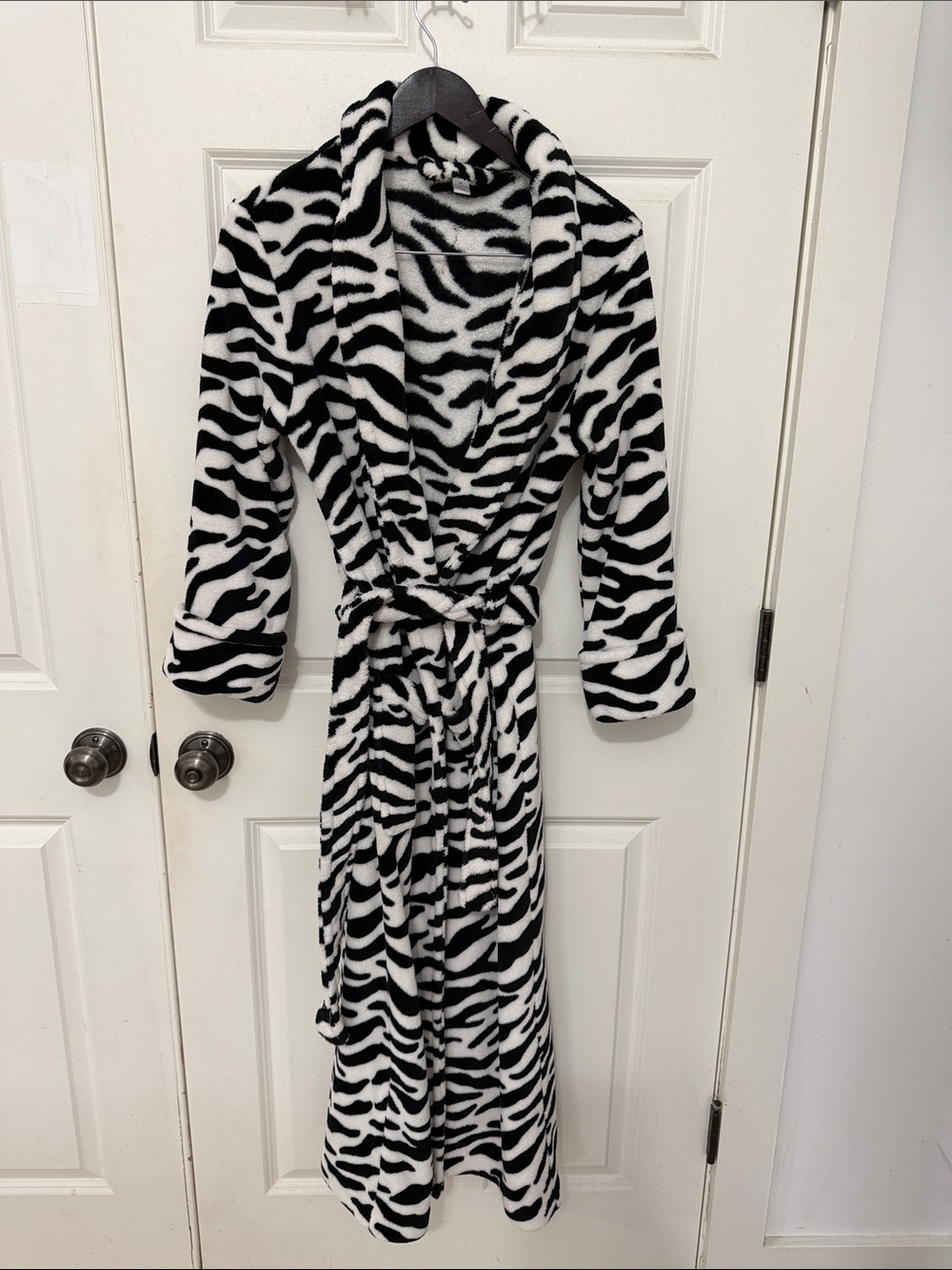 Charter Club Black & White Zebra Plush Robe